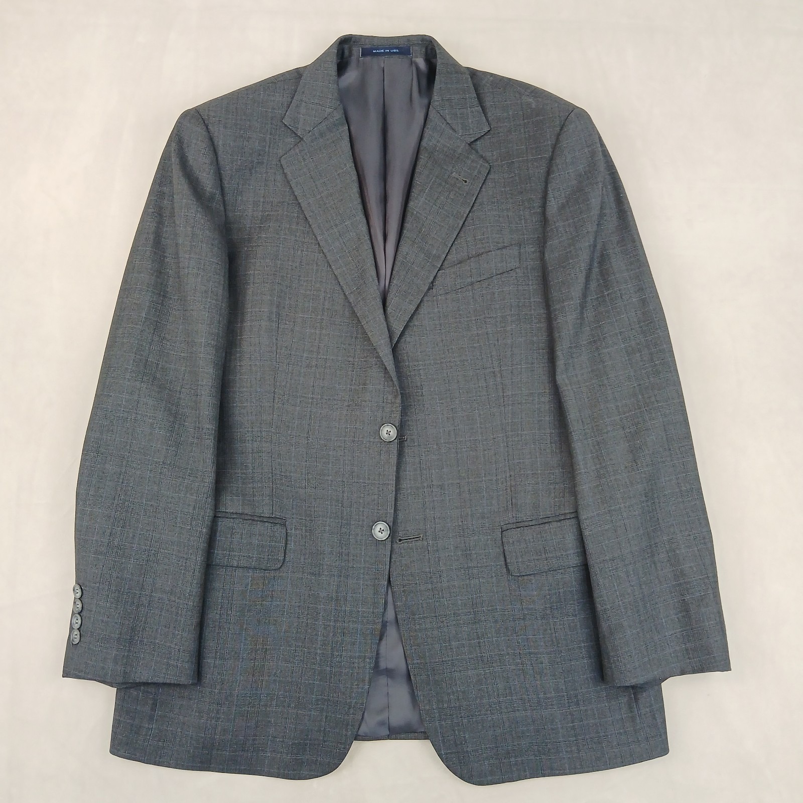 Joseph Abboud Loro Piana 40r Mens Suit Jacket Blazer Plaid Gray 20x30 Super 120s